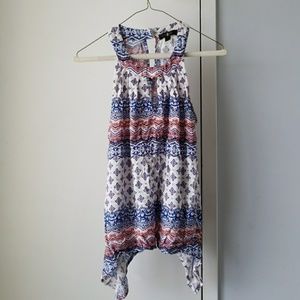 Flowy blue and coral halter